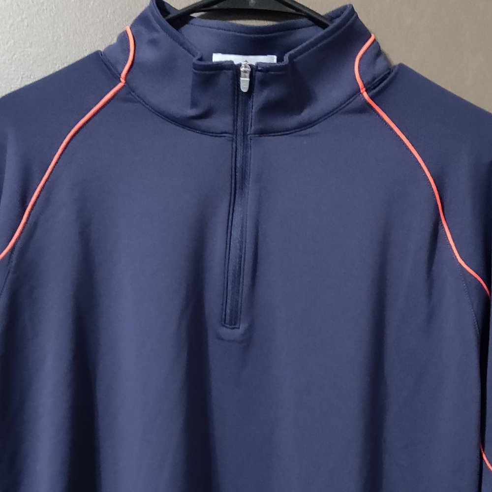 Peter Millar Navy Blue Shirt with Orange Accents